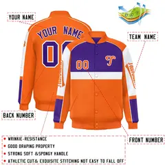 Purple Orange Raglan Sleeves Varsity Letterman Jacket 2