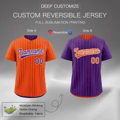 Purple Orange Reversible Stripe Baseball Jersey 2