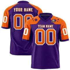Purple Orange Shoulder Star Pattern Flag Football Jersey 1