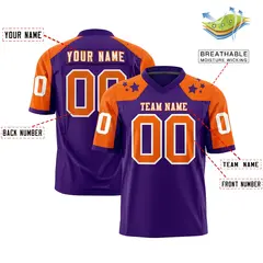 Purple Orange Shoulder Star Pattern Flag Football Jersey 2
