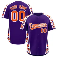 Purple Orange Side Camo Baseball Jersey 1