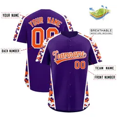 Purple Orange Side Camo Baseball Jersey 2