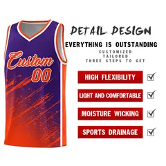 Purple Orange Splash Basketball Kits with Tackle Twill 2