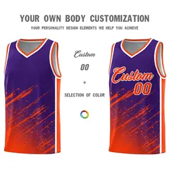 Purple Orange Splash Basketball Kits with Tackle Twill 3