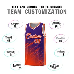 Purple Orange Splash Basketball Kits with Tackle Twill 4