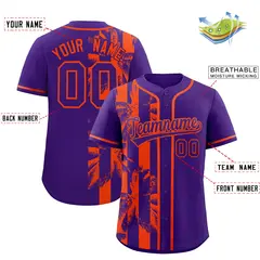 Purple Orange Split Coconut Tree Design Baseball Jersey 2