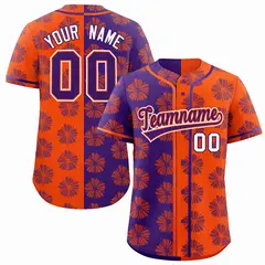 Purple Orange Split Flower Graffiti Baseball Jersey 1