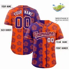 Purple Orange Split Flower Graffiti Baseball Jersey 2