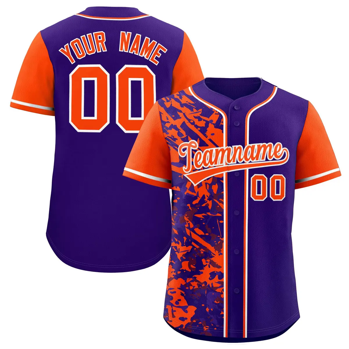 Purple Orange Split Graffiti Raglan Sleeve Baseball Jersey