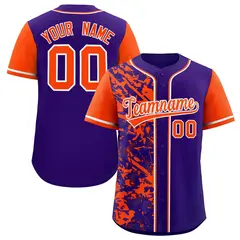 Purple Orange Split Graffiti Raglan Sleeve Baseball Jersey 1
