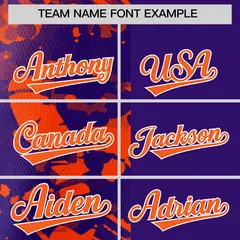 Purple Orange Split Graffiti Raglan Sleeve Baseball Jersey 3