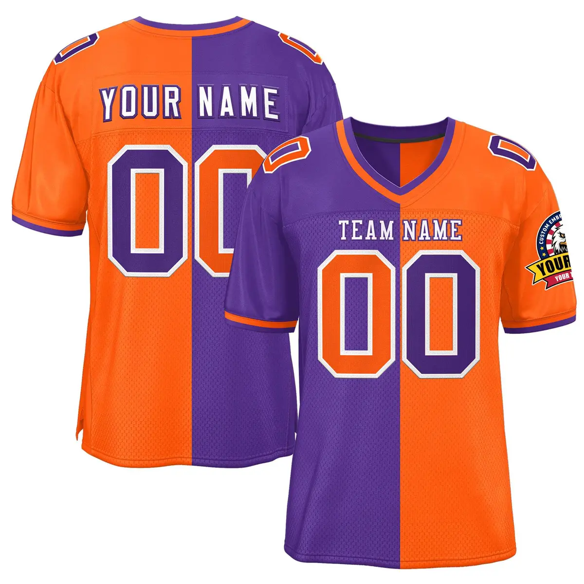 Purple Orange Split Two Tone Authentic Football Jersey