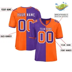 Purple Orange Split Two Tone Authentic Football Jersey 2