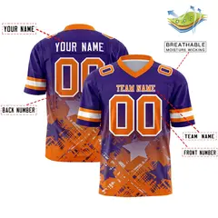 Purple Orange Star Gradient Flag Football Jersey 2