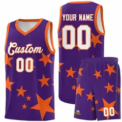 Purple Orange Star Graffiti Basketball Jersey Sets