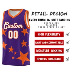 Purple Orange Star Graffiti Basketball Jersey Sets 2