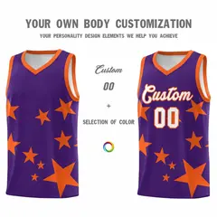 Purple Orange Star Graffiti Basketball Jersey Sets 3