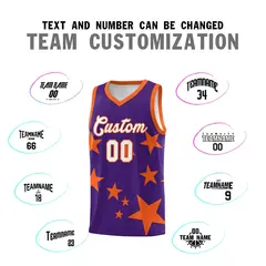Purple Orange Star Graffiti Basketball Jersey Sets 4