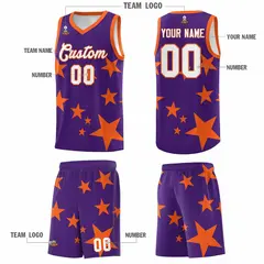 Purple Orange Star Graffiti Basketball Jersey Sets 5