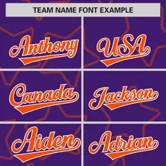 Purple Orange Star Pattern Varsity Full-Snap Letterman Baseball Jacket 3