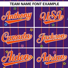 Purple Orange Stripe Star Pattern Authentic Baseball Jersey 3