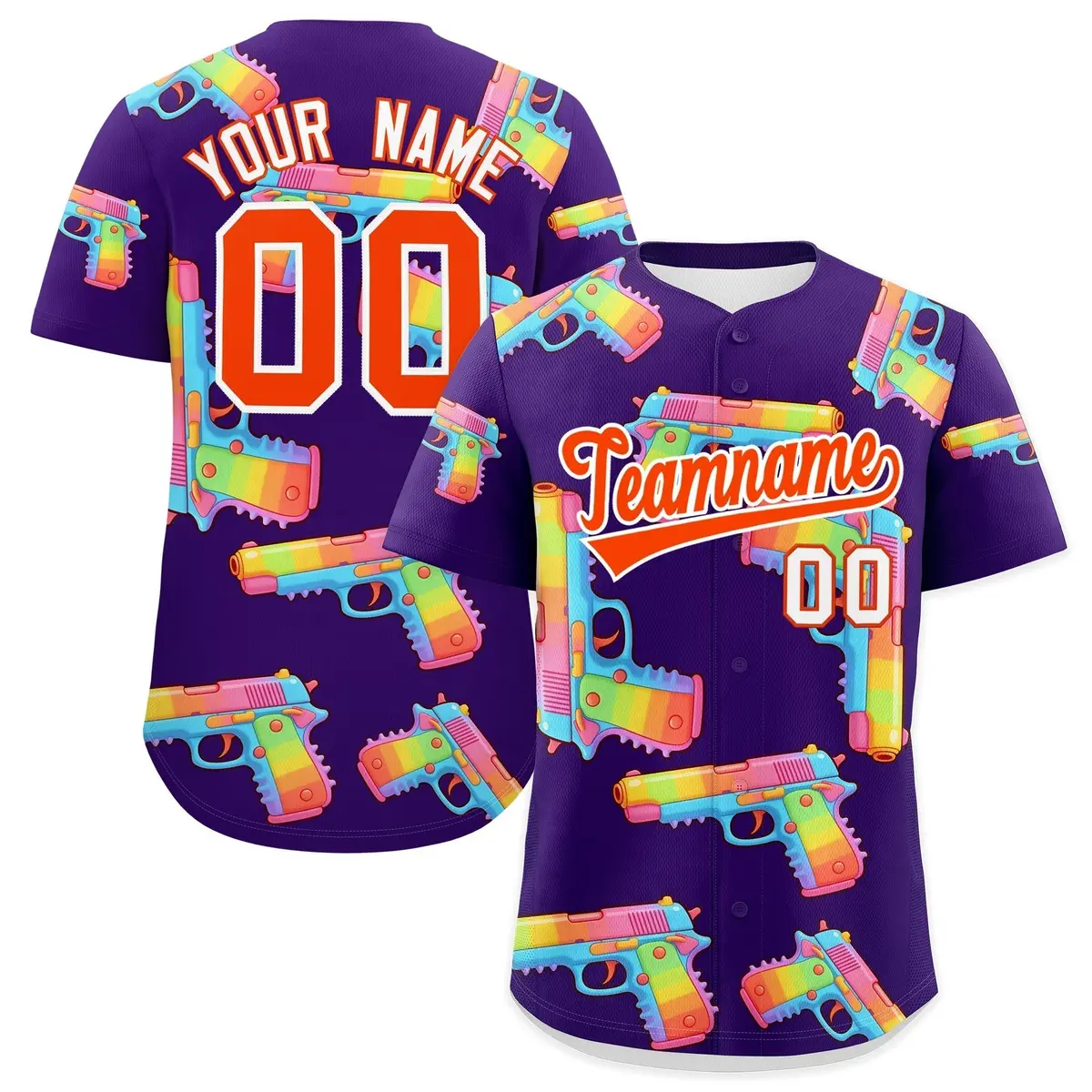 Purple Orange Sugar-Coated Firepower Graffiti Baseball Jersey