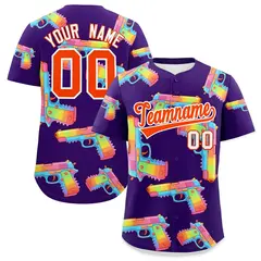 Purple Orange Sugar-Coated Firepower Graffiti Baseball Jersey
