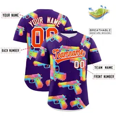Purple Orange Sugar-Coated Firepower Graffiti Baseball Jersey 2