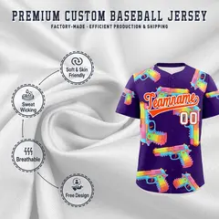 Purple Orange Sugar-Coated Firepower Graffiti Baseball Jersey 3