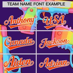 Purple Orange Sugar-Coated Firepower Graffiti Baseball Jersey 5