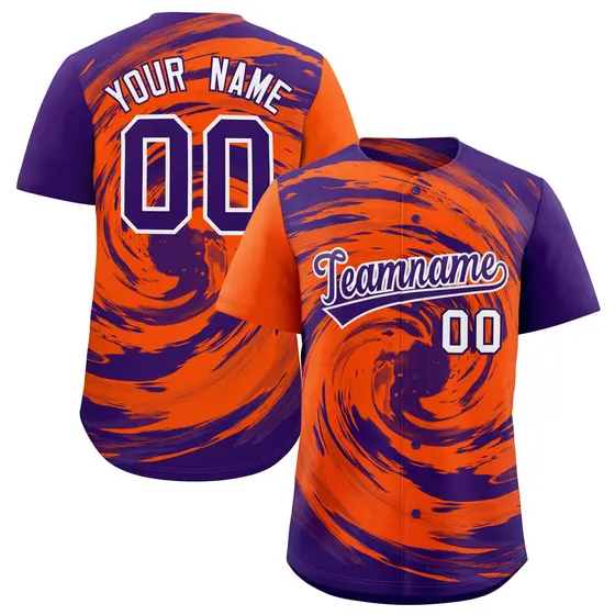Purple Orange Swirl Graffiti Baseball Jersey