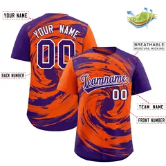 Purple Orange Swirl Graffiti Baseball Jersey 2