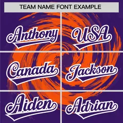 Purple Orange Swirl Graffiti Baseball Jersey 3