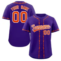 Purple Orange Thorns Ribbed Baseball Jersey 1