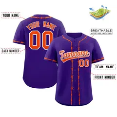 Purple Orange Thorns Ribbed Baseball Jersey 2