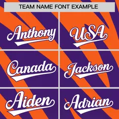 Purple Orange Tiger Stripe Gradient Animal Print Baseball Jersey 3