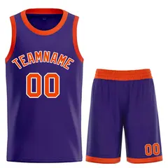 Purple Orange-White Bull Curved Basketball Jersey
