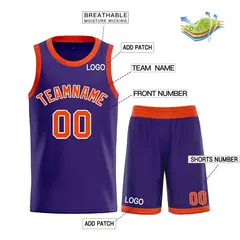 Purple Orange-White Bull Curved Basketball Jersey 3