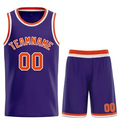 Purple Orange-White Bull Curved Basketball Jersey
