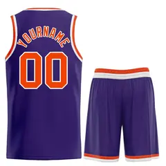 Purple Orange-White Bull Curved Basketball Jersey 2