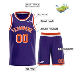 Purple Orange-White Bull Curved Basketball Jersey 3