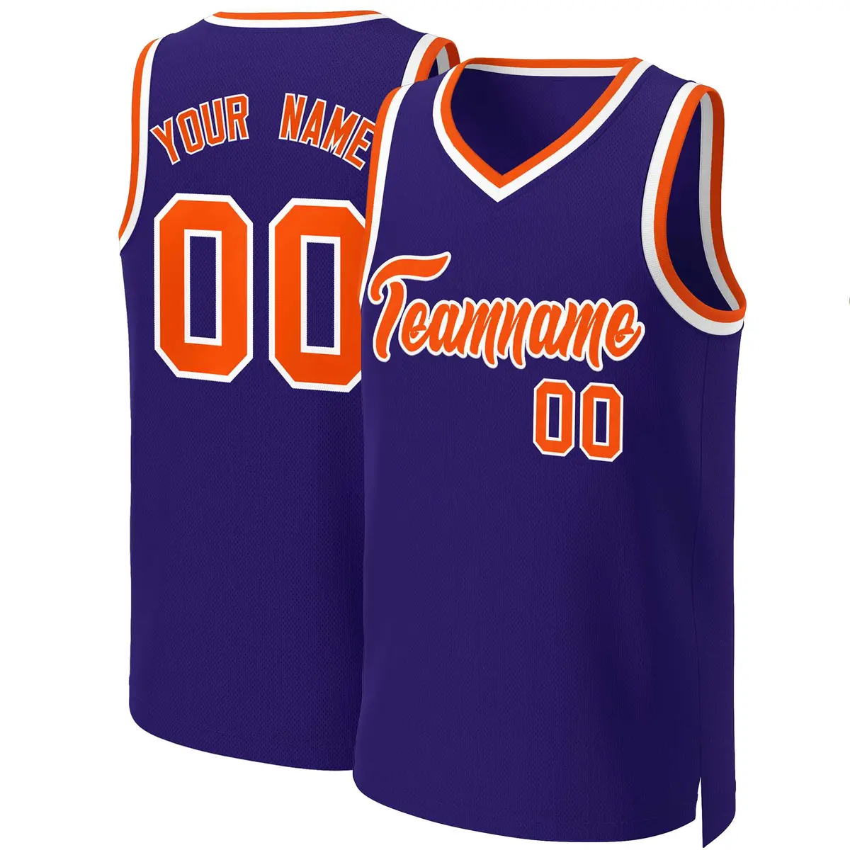 Purple Orange-White Classic Basketball Jersey