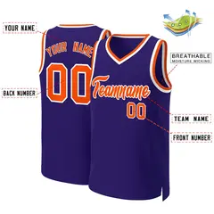 Purple Orange-White Classic Basketball Jersey 2