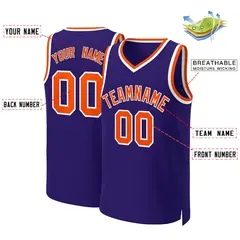 Purple Orange-White Classic Basketball Jersey 1