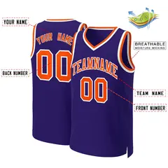 Purple Orange-White Classic Basketball Jersey 1
