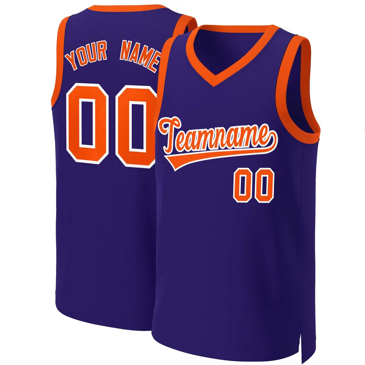 Purple Orange-White Classic Basketball Jersey