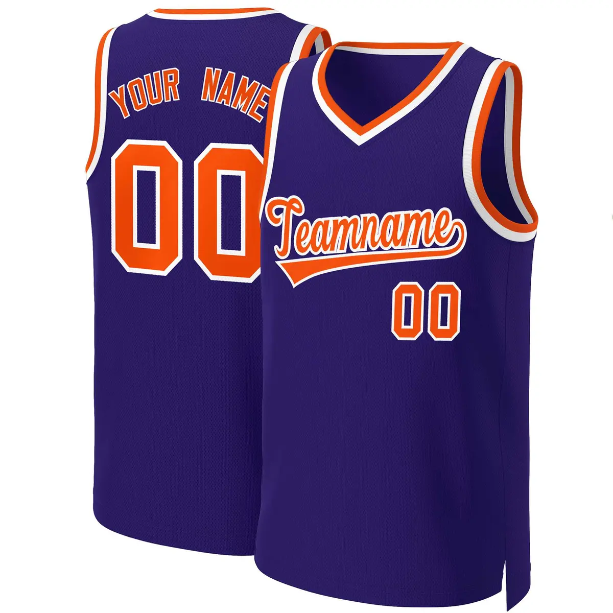 Purple Orange-White Classic Basketball Jersey