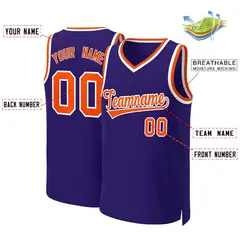 Purple Orange-White Classic Basketball Jersey 2