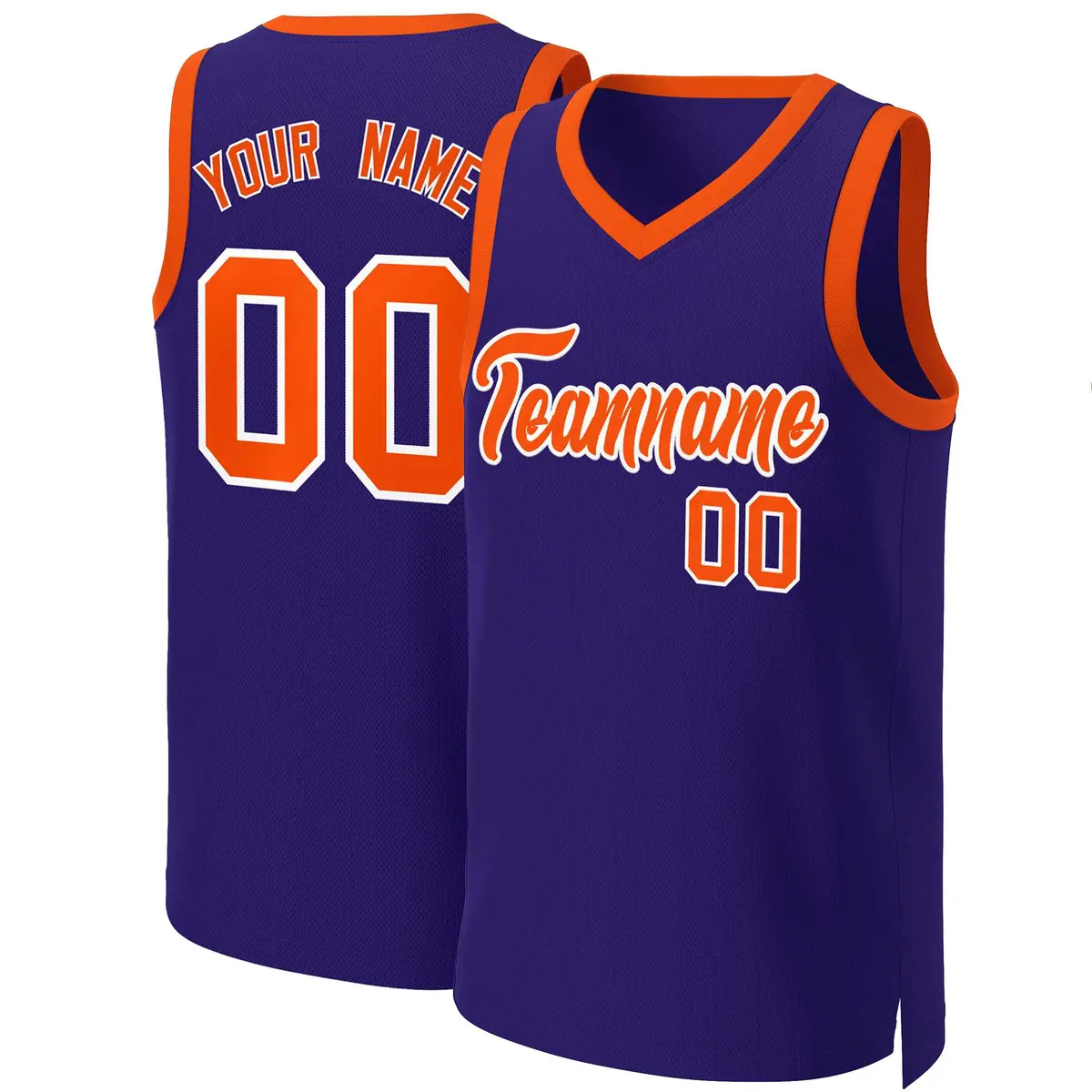 Purple Orange-White Classic Basketball Jersey