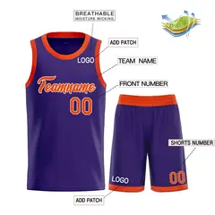 Purple Orange-White Classic Heal Sports Basketball Jersey 3